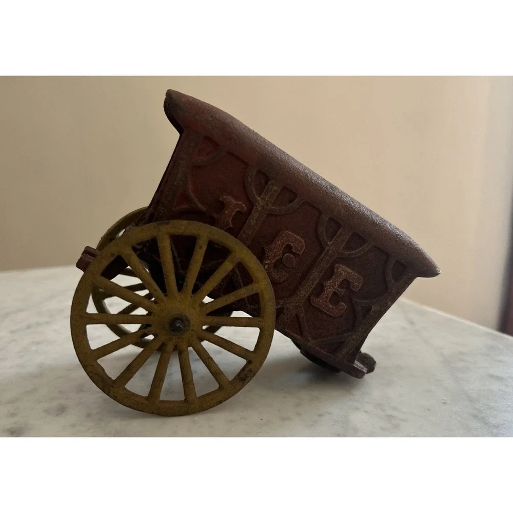 Antique Cast Iron Horse Drawn Ice Wagon Early 1900s #2